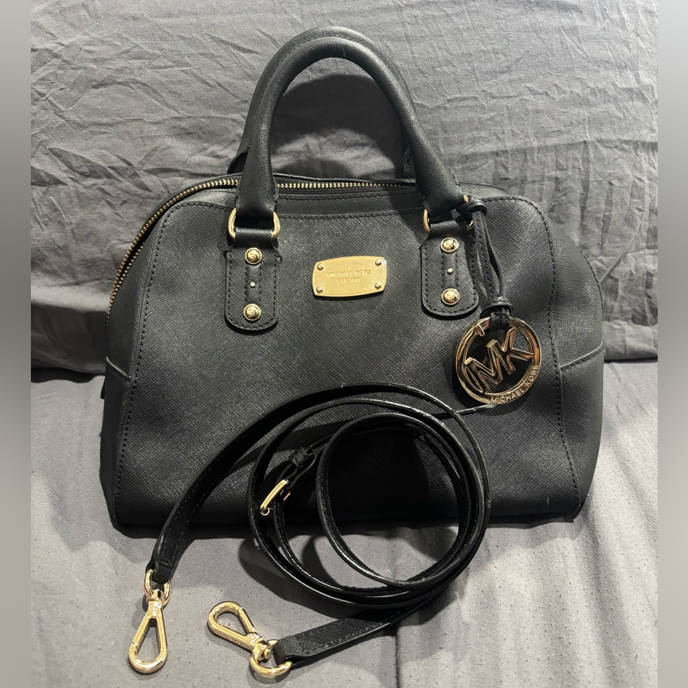 Michael Kors Black Saffiano Leather Dome
Satchel Bag